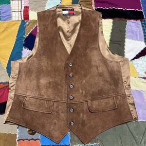 Vintage Tommy Hilfiger Brown Leather Vest Large 42